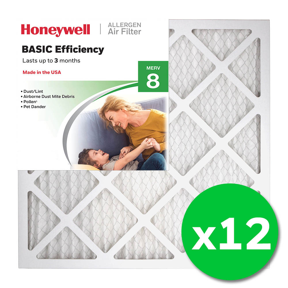 Honeywell 20x20x1 Standard Efficiency Allergen MERV 8 Air Filter - 12 Pack