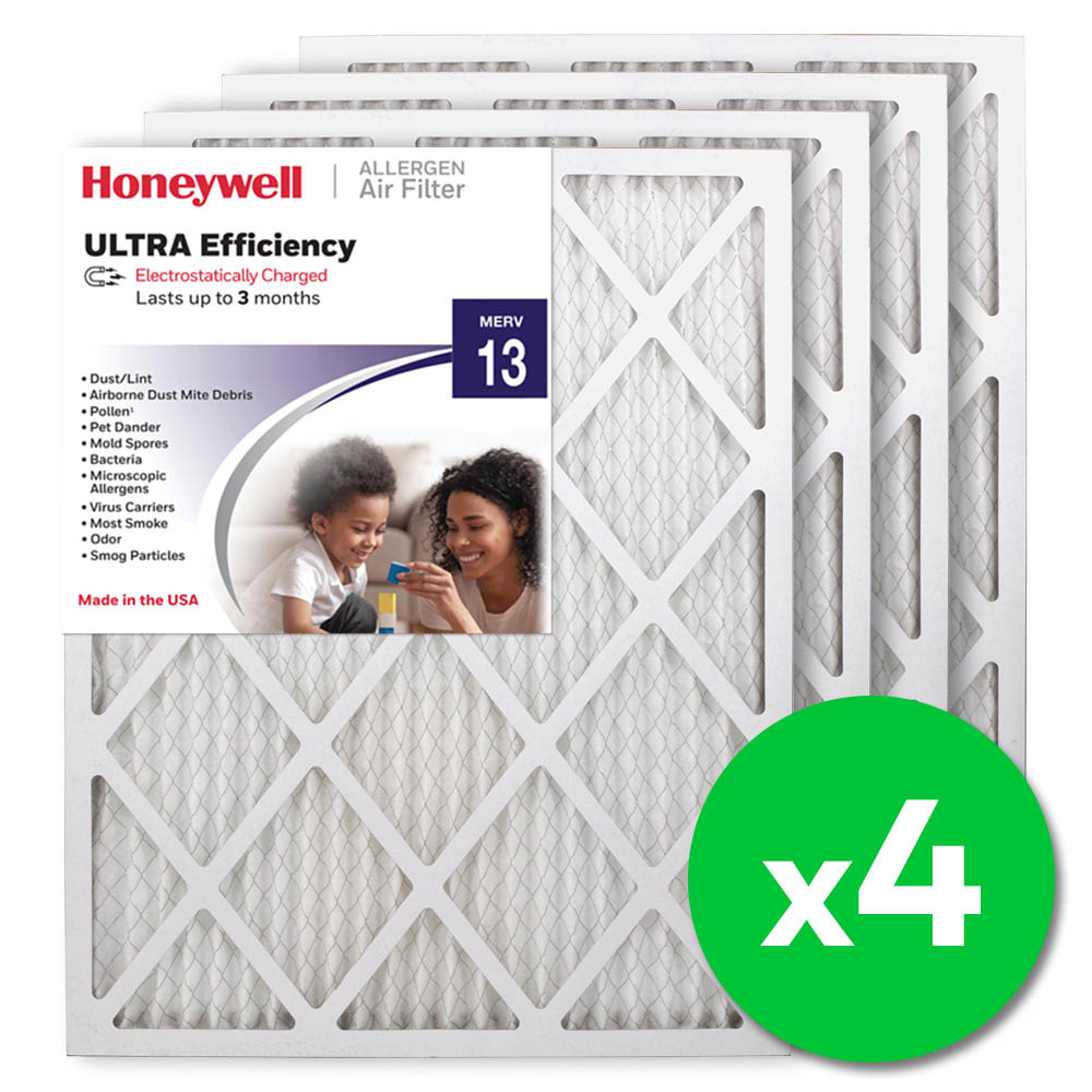 Honeywell 20x25x1 Ultra Efficiency Allergen MERV 13 Air Filter (4 Pack)
