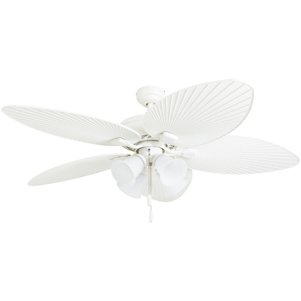Honeywell Palm Lake Indoor & Outdoor Ceiling Fan, White Tropical LED, 52-Inch - 50509-03