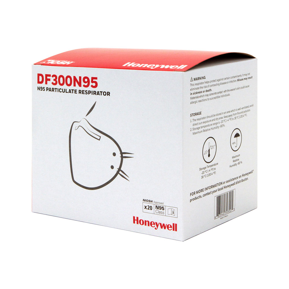 Honeywell N95 Flatfold Disposable Respirators, 20 Masks - DF300N95BX