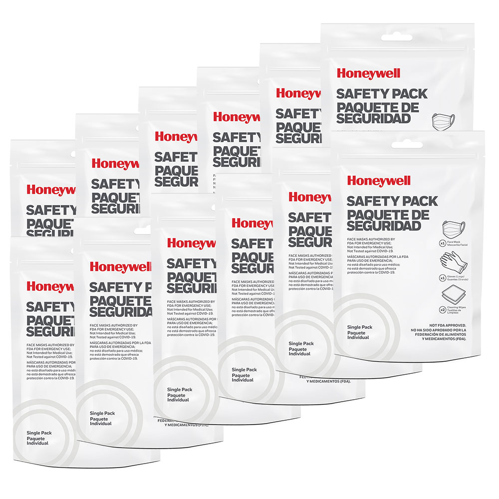Honeywell RWS-50100 12 Pack Safety Bundle - 12 Face Masks, 12 Gloves & 24 Cleaning Wipes