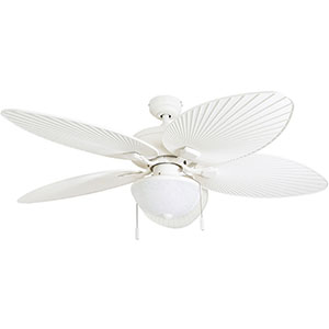 Honeywell Inland Breeze 52-Inch White Outdoor LED Ceiling Fan with Light, Plastic Wicker Blades - 50511-03