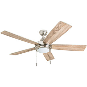 Honeywell Ventnor 52-Inch Modern Brushed Nickel LED Ceiling Fan with Integrated Light - 50606-03