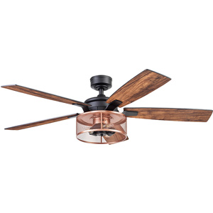 Honeywell 52-inch Carnegie Indoor Ceiling Fan with Remote, Matte Black/Copper - 51459