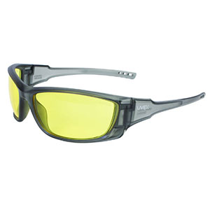 Howard Leight by Honeywell Uvex A1500 Shooter's Safety Eyewear, Gray Frame, Amber Lens with Scratch-Resistant Hardcoat Lens Coating - R-02227